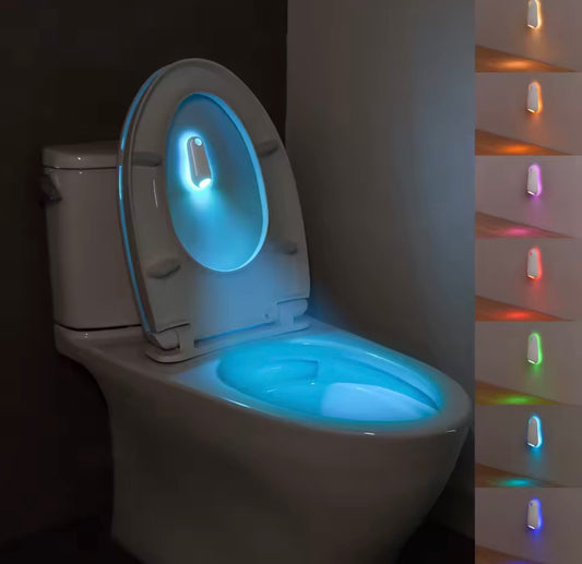 Luz nocturna para inodoro, luz con Sensor de movimiento, luz para inodoro RGB, 7 colores que cambian para decoración del baño, luz LED recargable